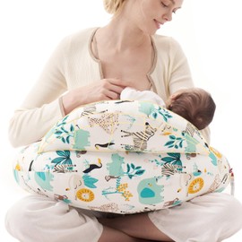 Momcozy Pioneering Safety Fence Nursing Pillow for Breastfeeding- Wider Feeding Pillows for More Support for Mom & Baby- Easier Nursing & Hand Free- Fit for All, Removable Cotton Cover