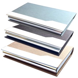 CKANDAY 3 Pack Professional Business Card Holders, PU Leather Silking Protective Multi Pocket Case with Metal for Name Credit ID Card Men Women -Pink/Purple/Silver