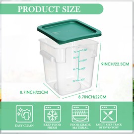 Lallisa 8 Pack 8 Qt Clear Food Storage Container with Handles and Lid Commercial Grade Square Food Storage Containers with Lids Polycarbonate Storage Container for Home Kitchen Restaurant