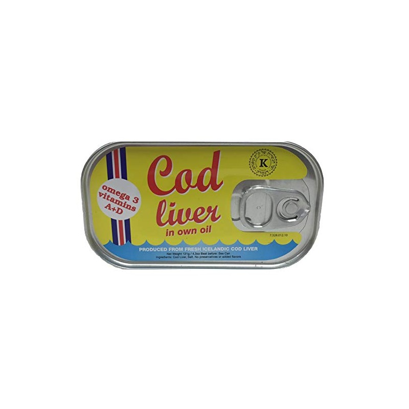 Threeline Icelandic Natural Cod Liver in Own Oil 121g /