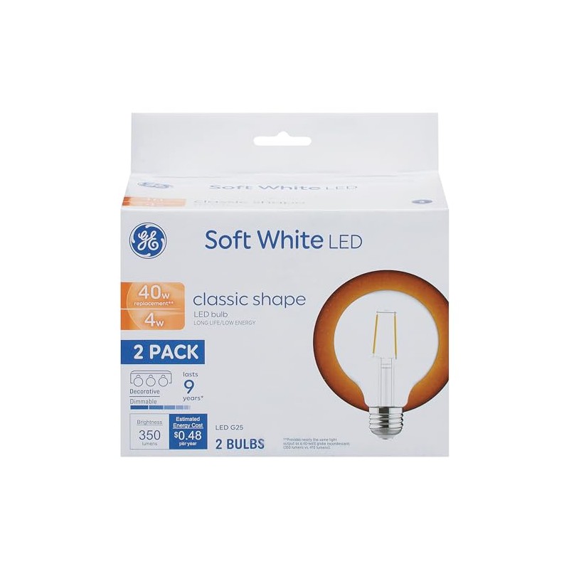 GE 40-Watt Replacement G25 Soft White Globe Bulb Light Bulbs