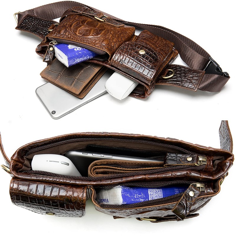 Mens Fanny Pack, Rugged Genuine Leather Waist Bags for Men