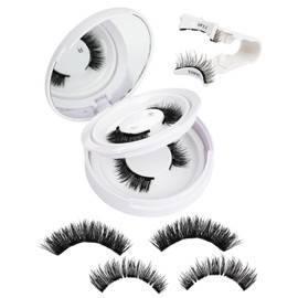 Magnetic Eyelashes Natural Look Lashes - 2 Pairs Reusable Double Sided Magnetic Eyelashes with Applicator and Mirror, Easy to Wear and Remove Waterproof No Glue Needed Strip Lashes by EMEDA (#02)