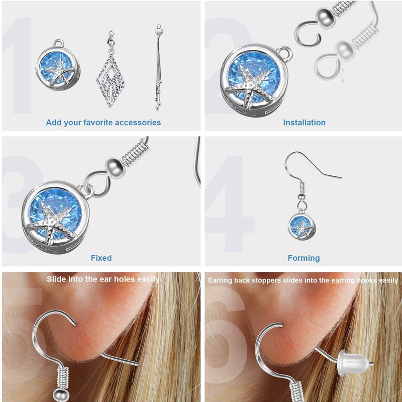 100 PCS / 50 Pairs 925 Sterling Silver Earring Hooks,