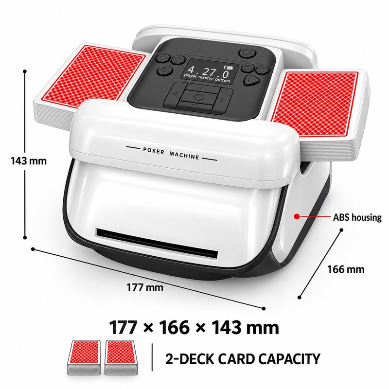 Automatic Card Shuffler and Dealer, 2400mAh Rechargeable 360° Poker Machine