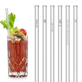 Berlin Edition 6 x 20 cm Glass Straws with Engraved Motifs - 23 cm