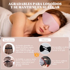 Antifaz para Dormir 3D para Mujeres Rosa, Máscara 3D de Espuma con Contorno, Oscuridad Total, Ultra Suave y Cómoda con Correa Ajustable, Ideal para Viajes, Siestas y Trabajadore