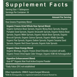 Global Healing Center Global Healing Organic Super Greens Powder Blend - Greens Superfood Powder with 15 Raw Whole Sprouts - Delicious Green Juice Smoothie Mix for Daily Nutrition - Non-GMO, Gluten-Free Greens Supplements