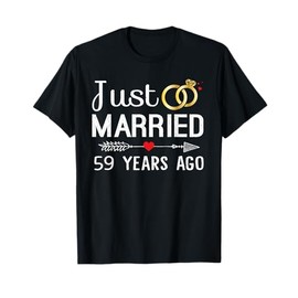 Just Married 59 Years Ago 59th Anniversary Gift for Couple T-Shirt