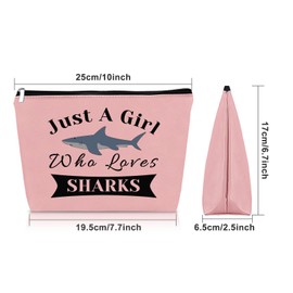 Shark Gifts for Shark Lovers Pink Makeup Bag Shark Themed Gifts for Girls Daughter Niece Cosmetic Bag Sharks Week Gift Animal Lover Gifts for Adults Graduation Christmas Gifts Travel Pouch