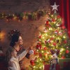 VEYLIN Christmas Tree Topper, Silver Glittered Hollow Christmas Tree Topper