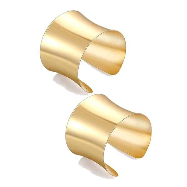 FIRAZIO 2 Pcs Cuff Bangle Bracelet for Women Open Wide