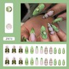 Gold Chrome Press on Nails Medium Almond Fake Nails Green