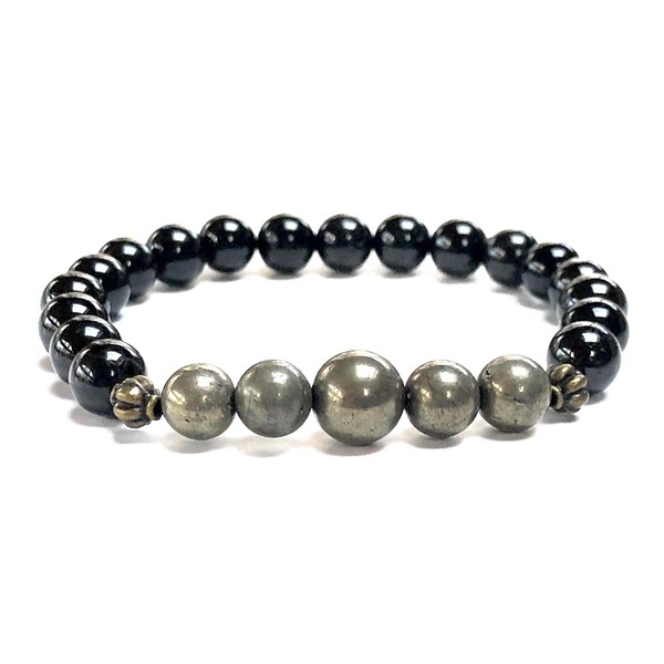 8mm Black Tourmaline And Pyrite Stretch Bracelet – Root &
