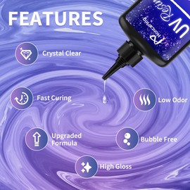 UV Resin 500g, Clear Beginner-Friendly Kit with Silicone Tools, Upgraded Formula & Crystal Clear for Jewlery Making, Craft, 250g*2 Resin UV Kit for Earring, Pendant, DIY