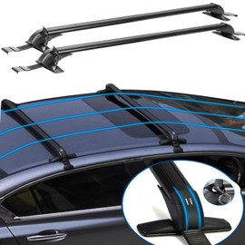 KOCASO Universal Car Roof Rack, Anti-Theft Lock, Aluminum Rack Cross Bars, Between 43 in to 45in Adjustable Window Frame w/Anti-Theft Lock 165Lbs Capacity with 4 Keys for Cargo Luggage Bike Kayak