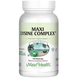 Maxi Health Lysine Complex with Probiotics - L-Lysine 1000mg for Protein Synthesis Canker Sores, and Skin – 60 Capsules