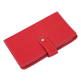sourcing map Leather Professional Credit Card Holder, 96 Slots Business Card Organizer for Men and Women, Multifunctional Credit Card Protective Case, Store Cards and Prevent Loss(Red)