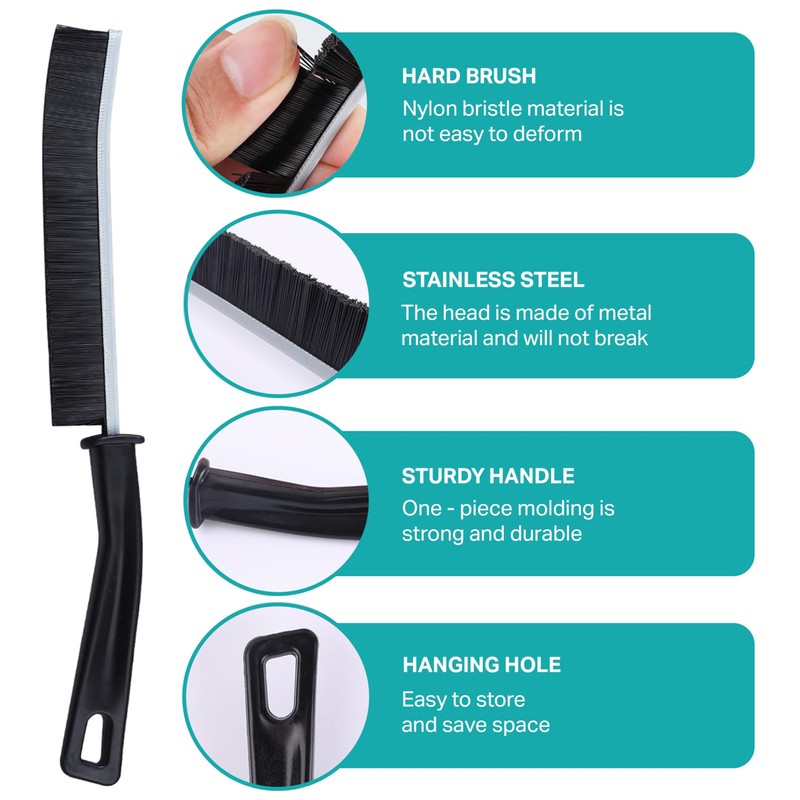 UNBLA Black Hard Bristle Crevice Cleaning Brush, 3 PCS Set