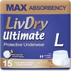 LivDry Large Ultimate Adult Incontinence Underwear, Max Absorbent Adult Diapers
