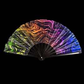 Nogsay Colourful Folding Fan Bamboo Oxford Kungfu Rave Fan Large Foldable Hand Fan Chinese Japanese Decoration Summer Fecher for Wedding, Party, Dance, Festival, Performance (Illusionary Starry Sky)