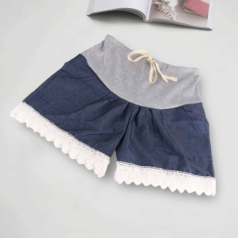 Maternity Denim Shorts Thin Soft Breathable Drawstring Fashionable Pregnancy Support