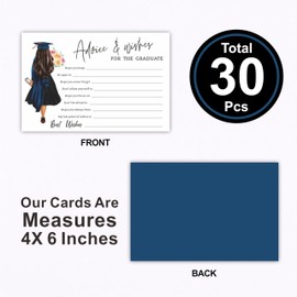 30 Advice & Wishes Cards For The Graduation - Flowers & Grad Girl - Confetti Double-Sided Fill In Style Advice Cards For High School, College, University, Party Favor, Decorations & Supplies-B05