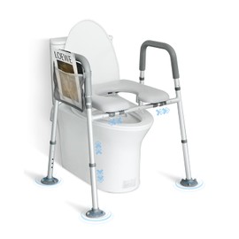 Raised Toilet Seat with Handles FSA Eligible, Upgraded Larger Suction Leg Toilet Riser with Handles, Adjustable Elevated Toilet Seat, Tool Free Toilet Seat Risers for Seniors/Handicap/Elderly/Disabled