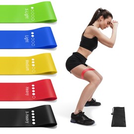 Resistance Bands for Working Out, Exercise Bands Resistance Bands Set with 5 Resistance Levels, Multi-Colored Workout Bands for Indoor & Outdoor Fitness, Leg Strength Training, Yoga (Multicolor)