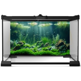 Riivvdise Aquarium Background Underwater Grass Leaves with Stone Aquarium Backdrop Vivid and Fresh Green Aquatic Plant Stone River Bed and Lake Fish Tank Background Decor Vinyl 48x24in