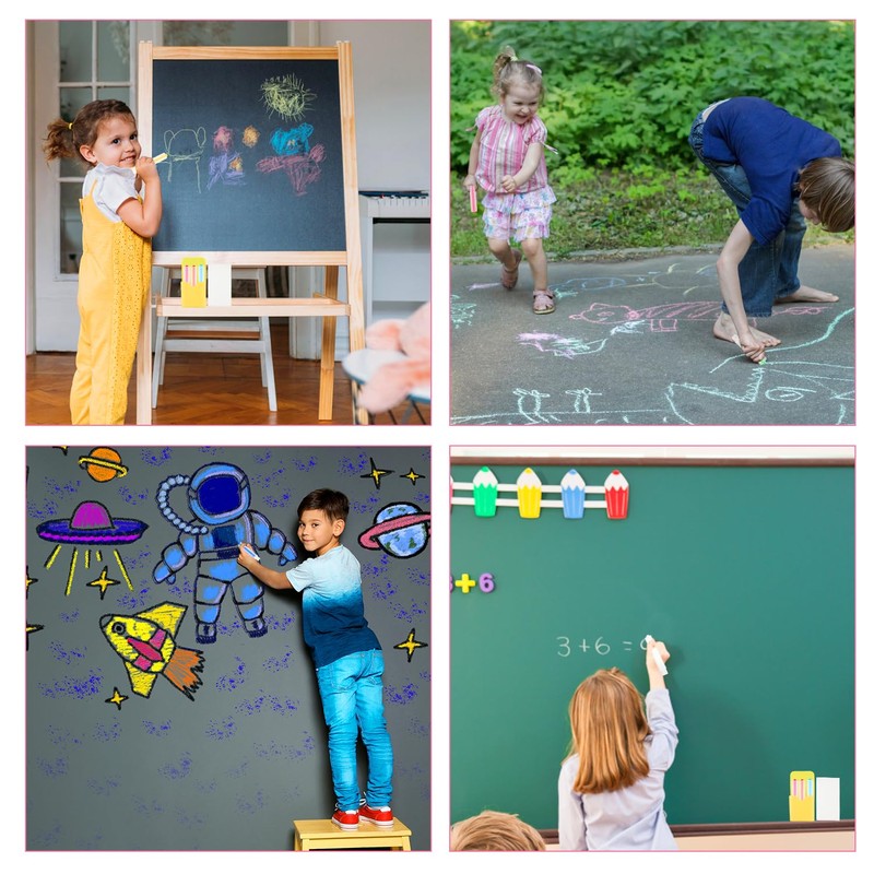 PEUTIER 12pcs Dustless Chalk for Kids, Colorful Dustless Chalk with