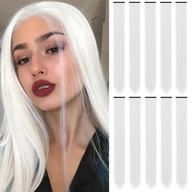 TOFAFA 22 inch Colored Hair Extensions, Multi-colors Party Highlights Clip in Long Synthetic Hair Extensions for Girls Women Kids Party Gift(10 PCS White)