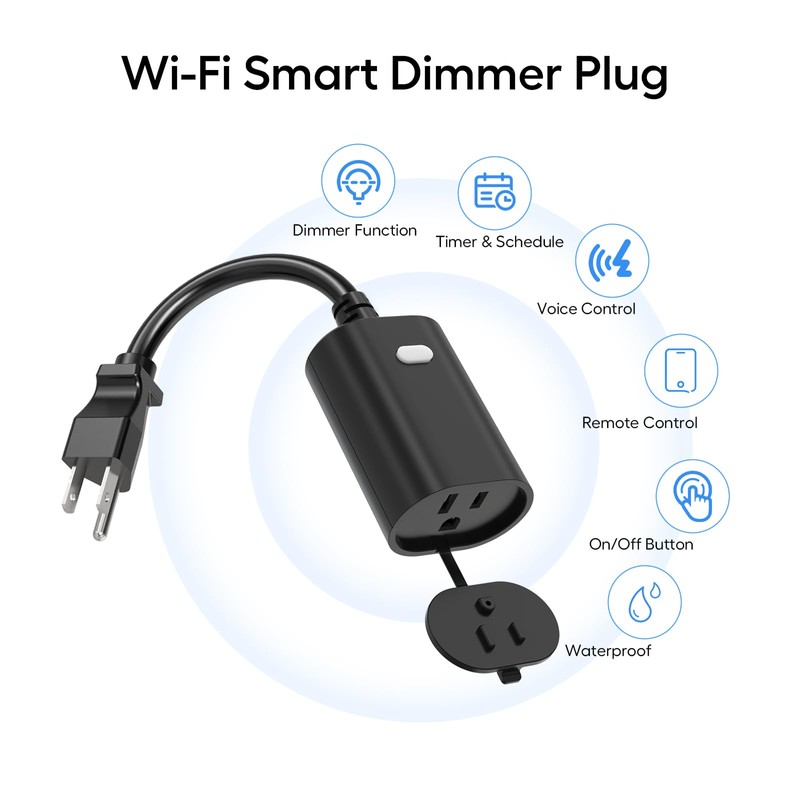 Eva's Light Smart Dimmer Plug, WiFi Outdoor Smart Plug, IP65