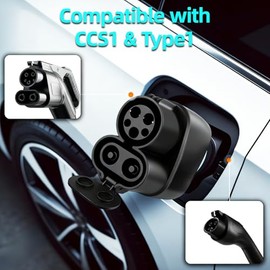 Adaptador CCS1 a CCS2, Conector de Carga para Vehículos Eléctricos, SAE J1772 a IEC62196, Negro