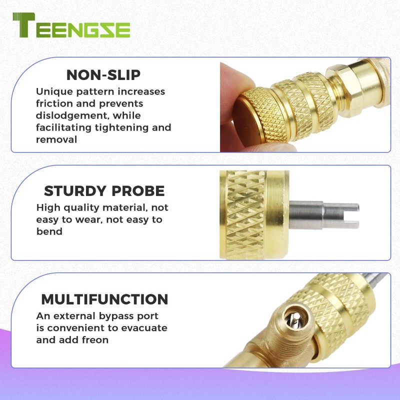 TEENGSE Valve Core Remover Installer Tool with Dual Size SAE