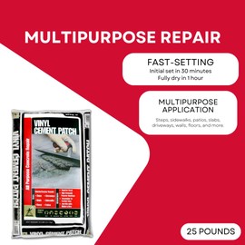 Akona Vinyl Cement Patch - Repair and Patch Concrete Surfaces, Fast-Drying, Ready-to-Use (25 Pound, 1)