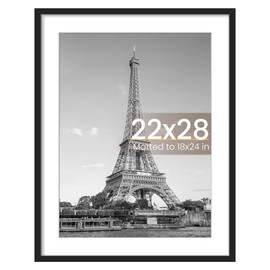 upsimples 22x28 Poster Frame, Display Pictures 18x24 with Mat or 22 x 28 Without, Wall Hanging Picture Frames, Black, 1 Pack