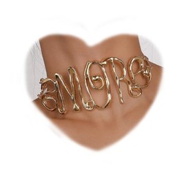 RELOVET Metallic Amore Necklace Wide Script Word Choker Necklace (gold)