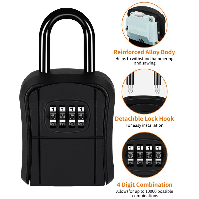 Portable Key Lock Box,Key Holder Safe Security Lock Box for