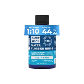 WATER DENT | Water Flosser Rinse, IRRIGANT, Concentrate Mouthwash | When dilluted1:10 = 44 fl.oz, Travel Size, Add to Oral irrigator, Mint Flavor, Alcohol & Fluoride Free. Made in USA | 4 fl.oz