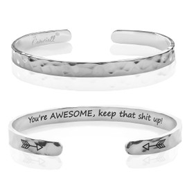 Carviell Inspirational Bracelets, Funny Gifts for Women, for Mom, Best Friend, Engraved Cuff Jewelry