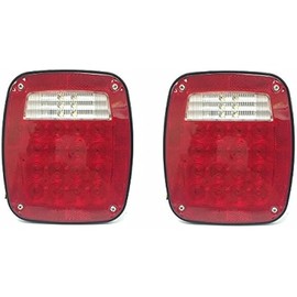 MaxxHaul 80685 Universal Square 12V Combination 28 LED Signal Tail Light - For Truck Trailer Boat Jeep SUV RV Vans Flatbed 2 Pack