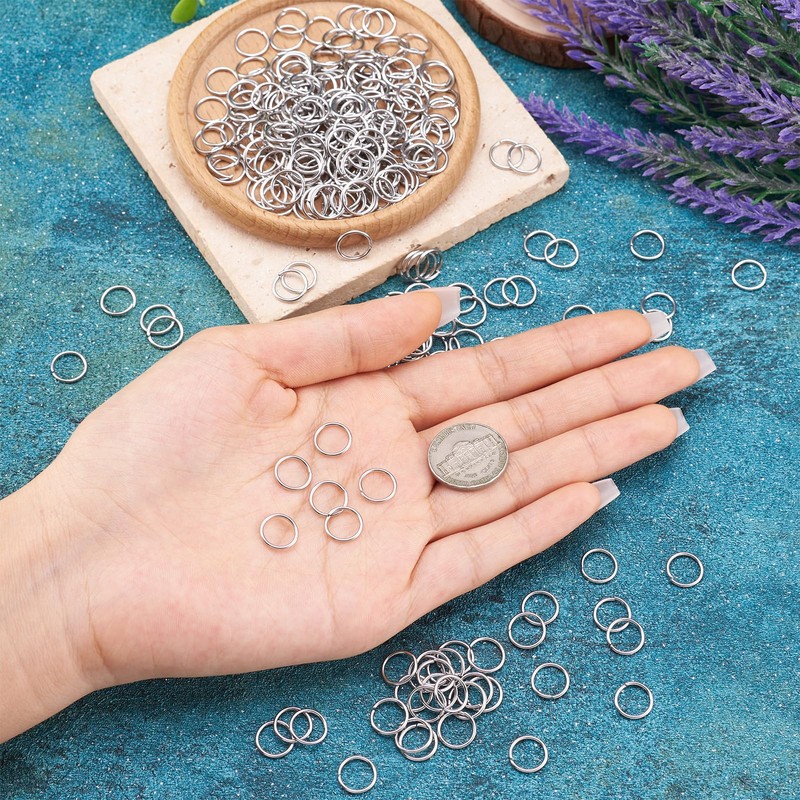 PandaHall 1000Pcs Stainless Steel Open Jump Rings 10mm Tiny Round