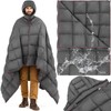 HunnmingRe Hooded Down Camping Blanket Waterproof 650 Fill Fluffy Poncho