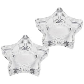 HOMSFOU 2 Pcs Star Shaped Glass Tealight Candle Holder Clear Votive Candle Holder Decorative Candlesticks for Wedding Party and Home Decor