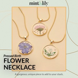 Pressed July Birth Flower Necklace for Women - Hypoallergenic 925 Sterling Silver Necklace for Women w/ LarkspurFlowers Resin Pendant– Dry Pressed Flower Necklace - Hand Crafted Gifts for Women