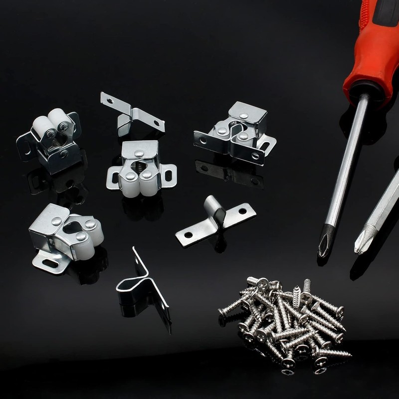 10 Pcs Double Roller Door Catches, Cabinet Latch Double Roller