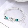 Elastic Beaded Ankle Bracelet for Women Double Hollow Hearts Stretch