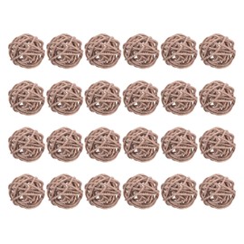 sourcing map 24 Pcs Wicker Rattan Balls 1.2 Inch Rattan Decorative Balls Vase Fillers for Wedding Party Centerpiece Bowls Home Decoration Brown