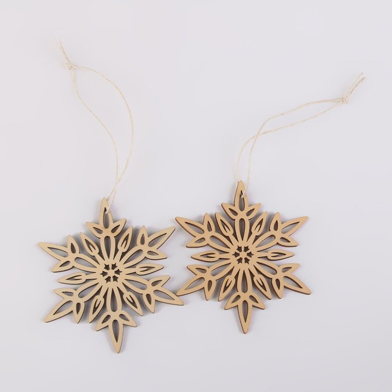LUOEM Wooden Snowflake Pendants Christmas Decoration Hanging Decorations with String